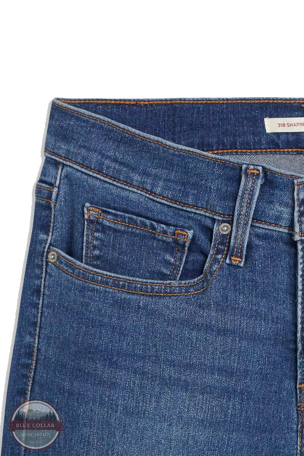 Levi's 001PZ-0001 318 Ladies Shaping Wide Leg in Clever Girl front pocket detail image