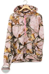 Simply Southern 0226-HD-ALARA-PKCAMO Pink Camo Half Zip Long Sleeve Hoodie shown on hanger