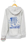 Simply Southern 0226-HD-ALICE-LTGRM Born To Be Wild Hoodie imprint shown on back on hanger