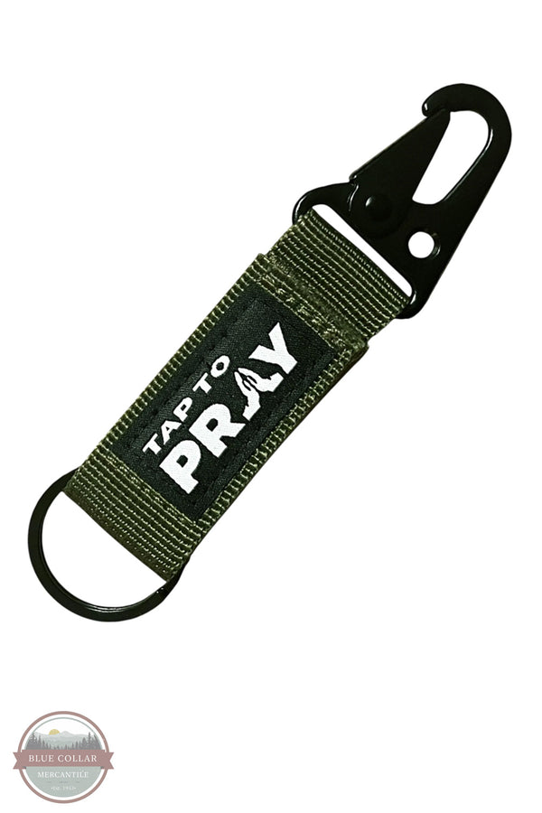 Tap To Pray® 100-455 Green Tactical Carabiner Keychain shown