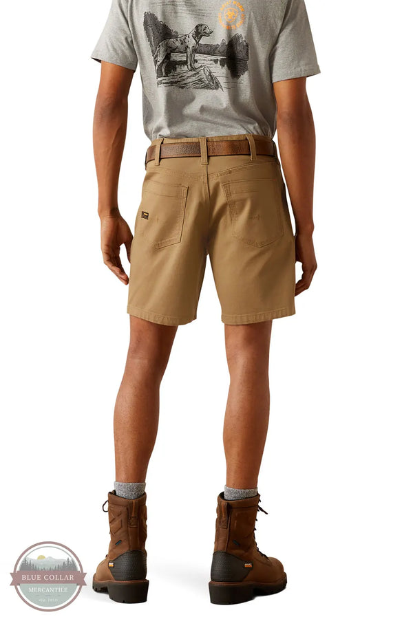 Ariat 10058730 Rebar DuraStretch Made Tough 8" Shorts in Dark Khaki back view
