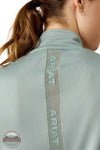 Ariat 10071807 Women's Breather Half Zip Pullover Sweatshirt in Green close up of back with logo