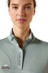 Ariat 10071807 Women's Breather Half Zip Pullover Sweatshirt in Green close up of collar shown