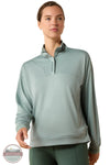 Ariat 10071807 Women's Breather Half Zip Pullover Sweatshirt in Green front view shown