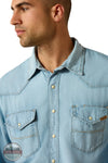 Ariat 10072942 Men's Classic Cowboy Long Sleeve Shirt in Brody Blue collar detail