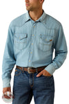 Ariat 10072942 Men's Classic Cowboy Long Sleeve Shirt in Brody Blue front view