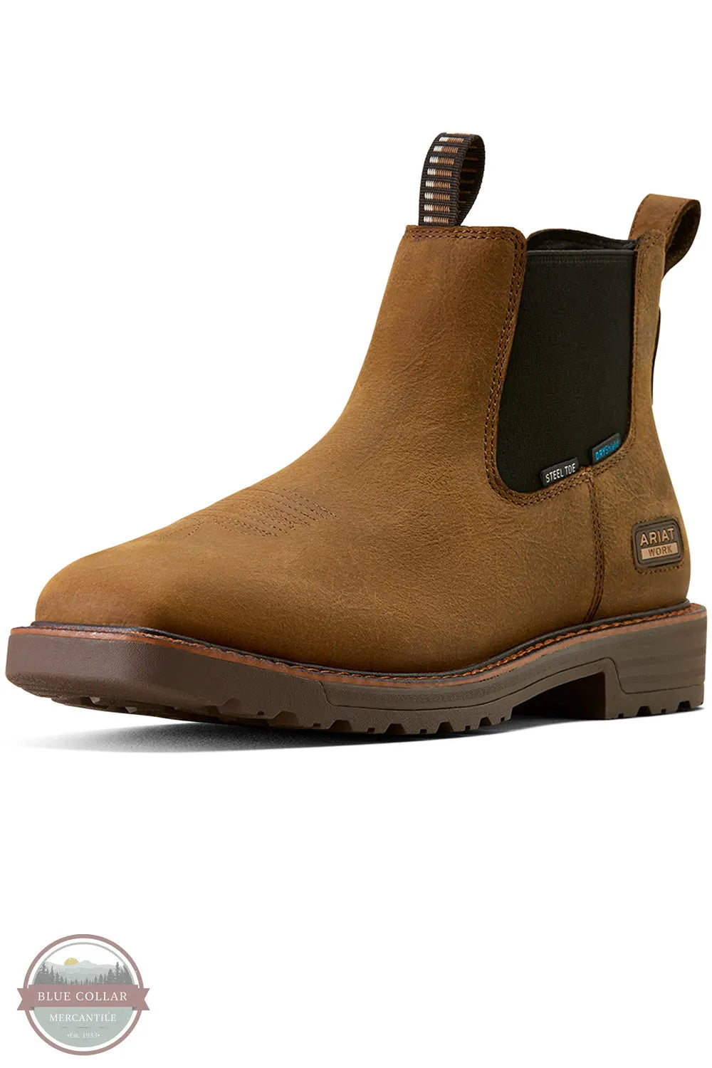 Ariat 10074284 Activator Chelsea Waterproof Steel Tow Work Boot in Rye Brown 3/4 front view