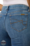 Ariat 10079053 Women's Perfect Rise Revel Vilma Ultrastretch Trouser Jean in Sky Valley detail view of back pocket