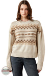 Ariat 10079254 Women's Lodge Sweater in Oatmeal Heather full front image on model of sweater