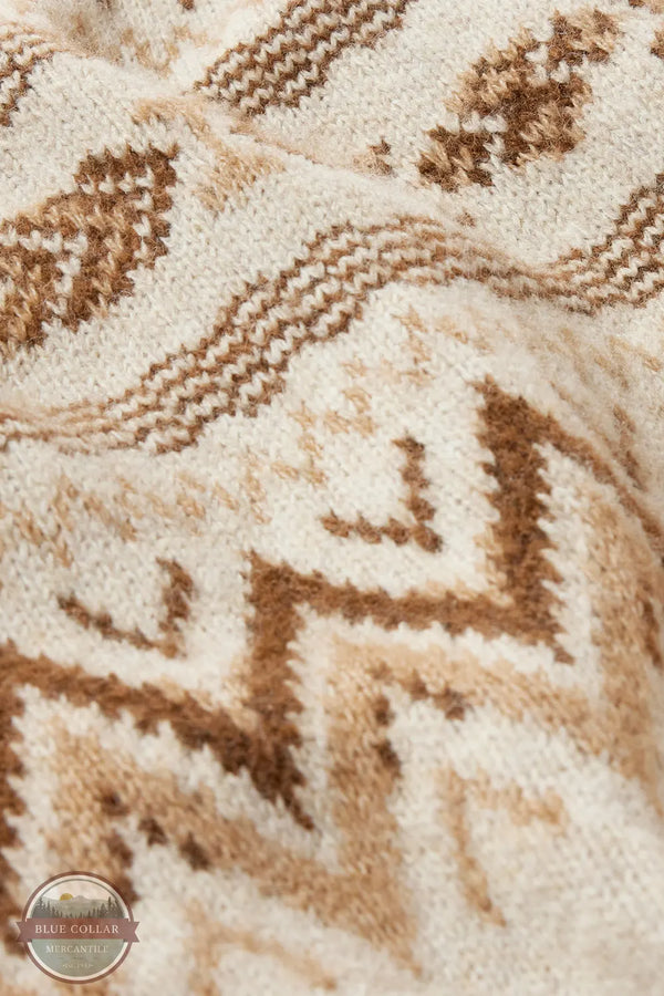 Ariat 10079254 Women's Lodge Sweater in Oatmeal Heather close up of pattern of the sweater