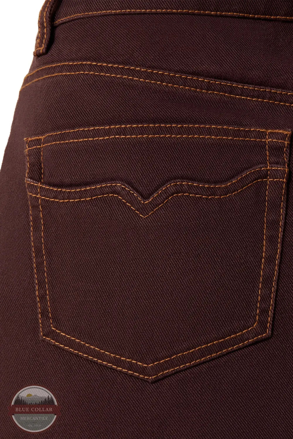 Ariat 10079671 Women's Cavalry Mini Skirt in Chocolate Plum back pocket detail shown on skirt