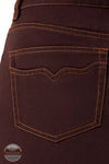 Ariat 10079671 Women's Cavalry Mini Skirt in Chocolate Plum back pocket detail shown on skirt