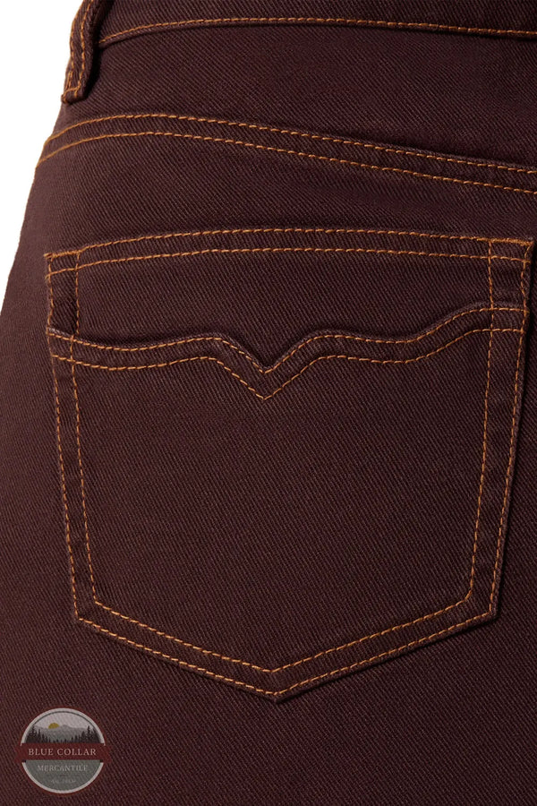 Ariat 10079671 Women's Cavalry Mini Skirt in Chocolate Plum back pocket detail shown on skirt