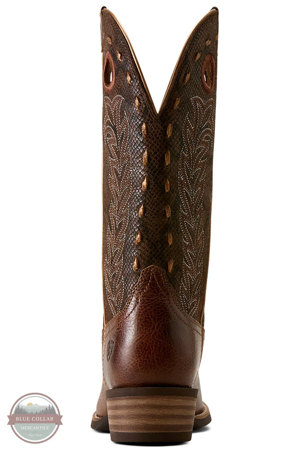 Ariat 10080295 Lucera Narrow Cutter Toe Western Boot in Deepest Tan / Chocolate Snake Print back heel view