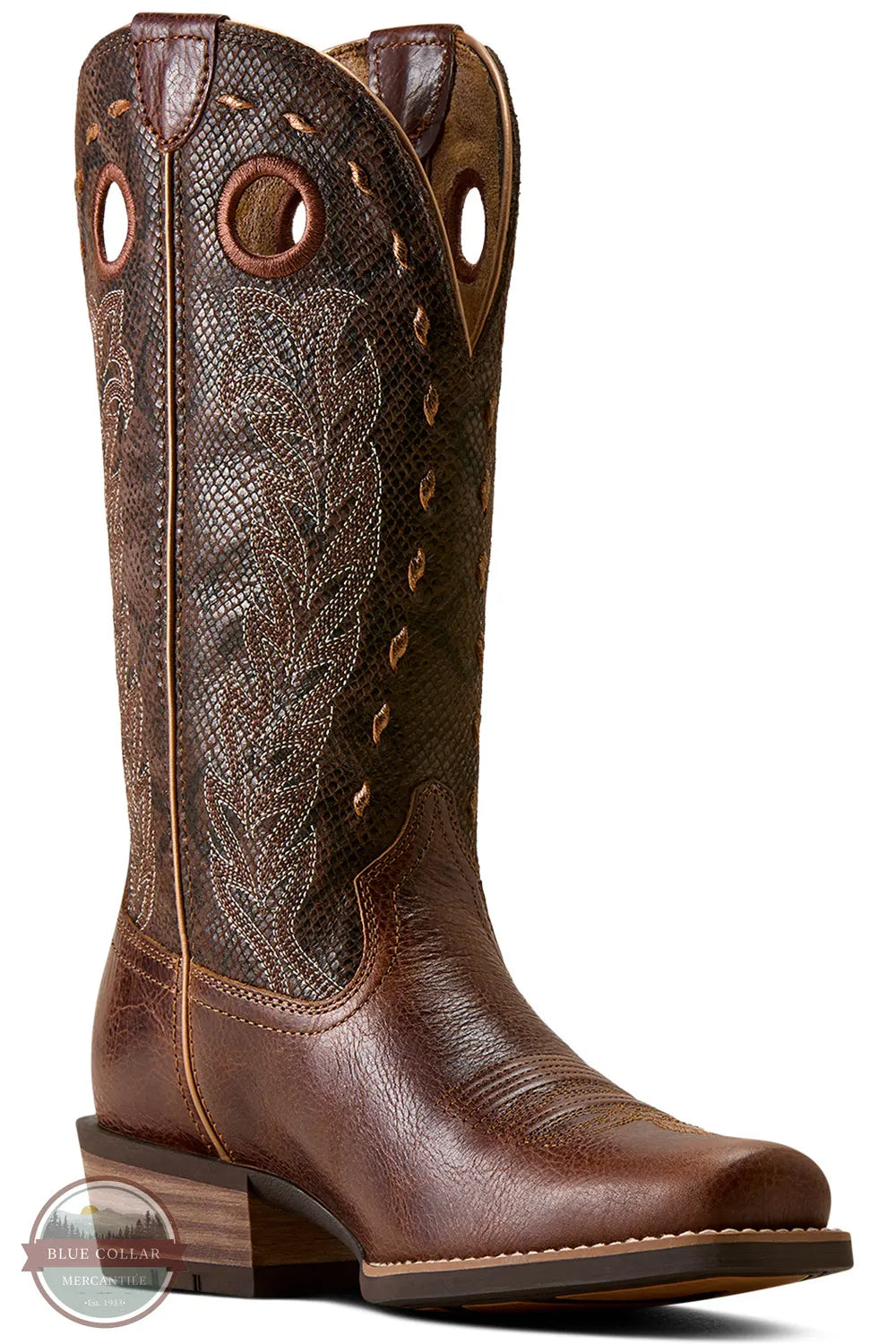 Ariat 10080295 Lucera Narrow Cutter Toe Western Boot in Deepest Tan / Chocolate Snake Print main image shown