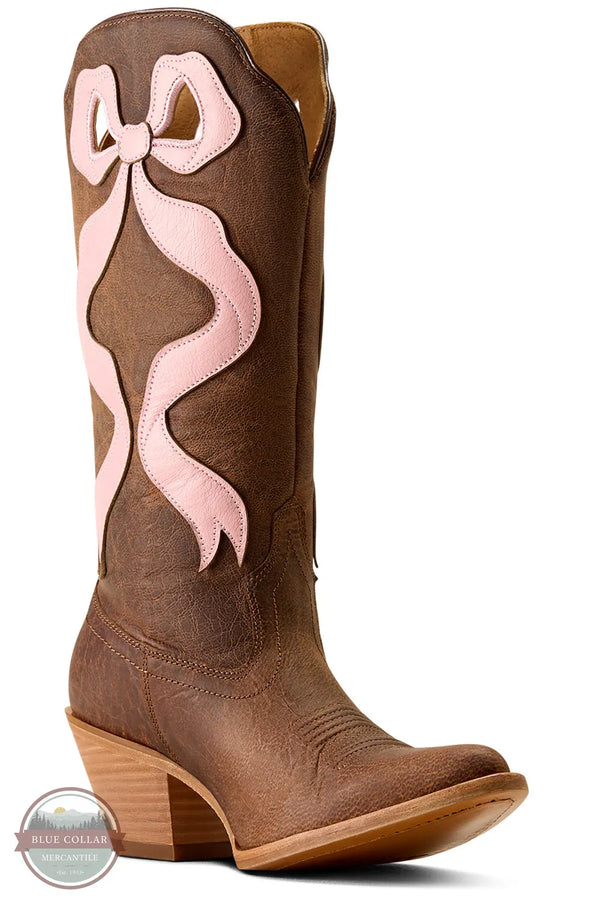 Ariat 10080307 Beaux J Toe Western Boot in Weathered Tan/Baby Pink main 3/4 view
