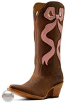 Ariat 10080307 Beaux J Toe Western Boot in Weathered Tan/Baby Pink 3/4 opposite view