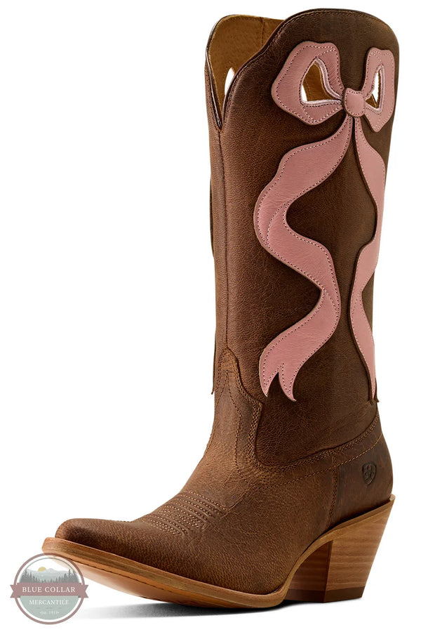 Ariat 10080307 Beaux J Toe Western Boot in Weathered Tan/Baby Pink 3/4 opposite view