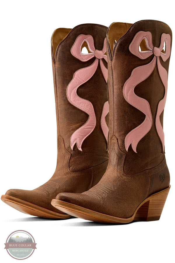 Ariat 10080307 Beaux J Toe Western Boot in Weathered Tan/Baby Pink pair shown