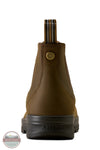 Ariat 10080326 Cooper Chelsea Boot in Distressed Tan. A rear view of a brown Ariat Chelsea boot with a black sole and pull tab, shown on a white background with a Blue Collar Store watermark in the bottom left corner.