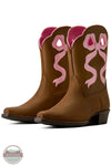 Ariat Girl's Lil Beaux D Toe Western Boot in Distressed Brown pair shown together