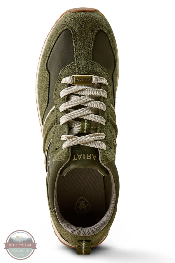 Ariat Men's Ranch Runner Shoe in Olive Suede 10080443 top view of shoe