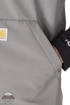 Carhartt 106439-STL "Galesburg" Rain Defender Relaxed Fit Softshell Vest in Steel Grey Showing front pocket detail