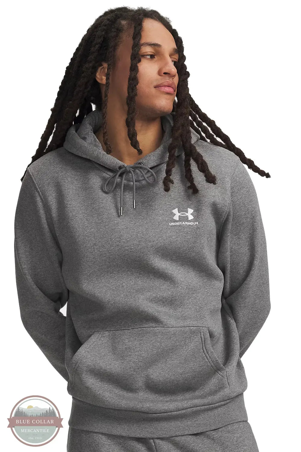 Under Armour Men's UA Icon Fleece Hoodie (Style 1373880-012) on model front shown