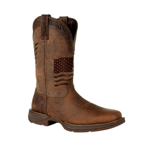 Durango DDB0314 Rebel™ Brown Distressed Falg Embroidery Western Boot