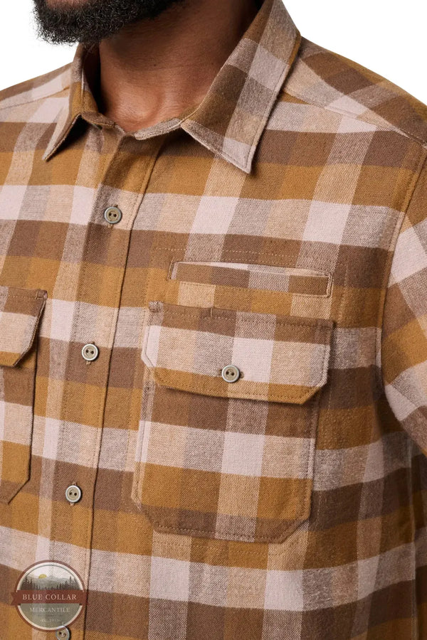 5.11 Tactical 72532 Lester Heavyweight Flannel Long Sleeve Shirt in Dark Earth Check (1304) pocket detail view