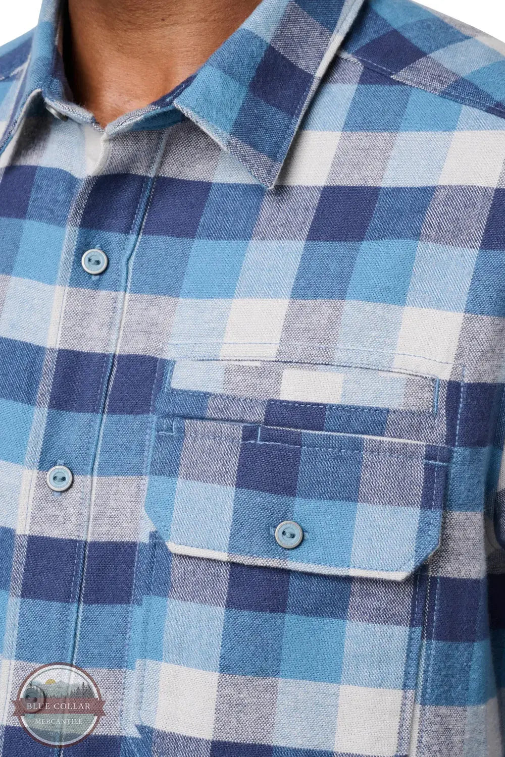 5.11 Tactical 72532 Lester Heavyweight Flannel Long Sleeve Shirt in Diplomat Check (1305) front pocket detail view
