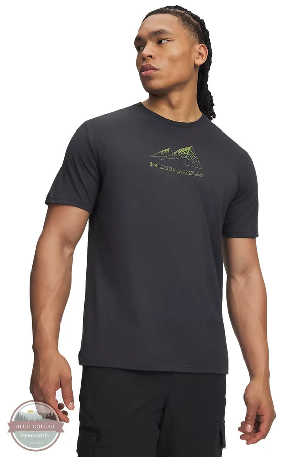 Under Armour 6013822-016 Men's UA Diamond Mountain Short Sleeve T-Shirt in Anthracite / Warm Olive front view