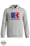 Under Armour 6015360-035 Boy's UA Freedom Big Flag Logo Youth Hoodie in Gray, Front Shown