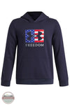 Under Armour 6015360-410 Boy's UA Freedom Big Flag Logo Youth Hoodie in Blue Front Shown