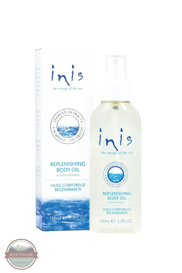 Inis 8019455 Replenishing Body Oil 5FL OZ. packaging and bottle shown