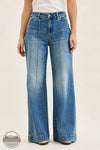881160 Liza High Waisted Wide Leg Palazzo Medium Denim Jeans | Judy Blue front view of jean