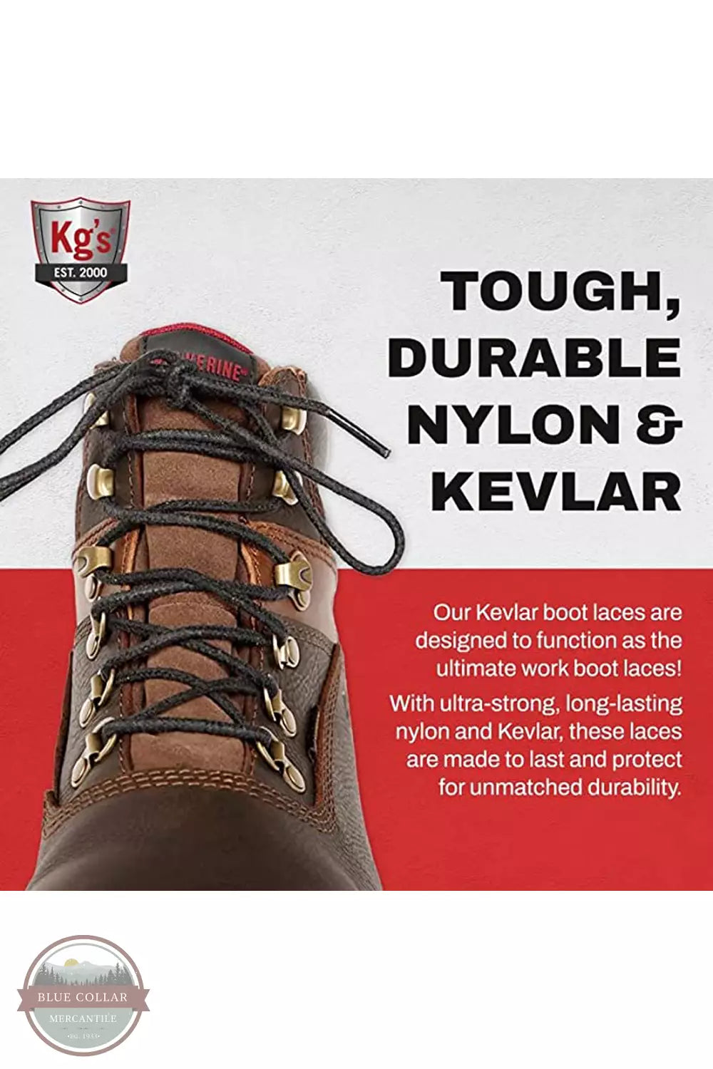 Kg's Boot Guard KG272 BLK KG-XTREME Kevlar Boot Laces in Black Tough, Durable Nylon adn Kevlar
