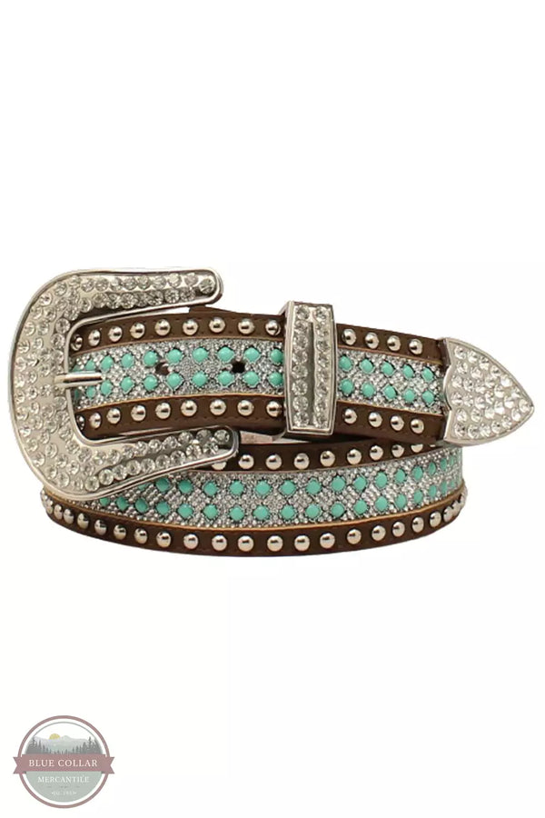 Angel Ranch D140002102 Turquoise & Clear Stones Belt Front View