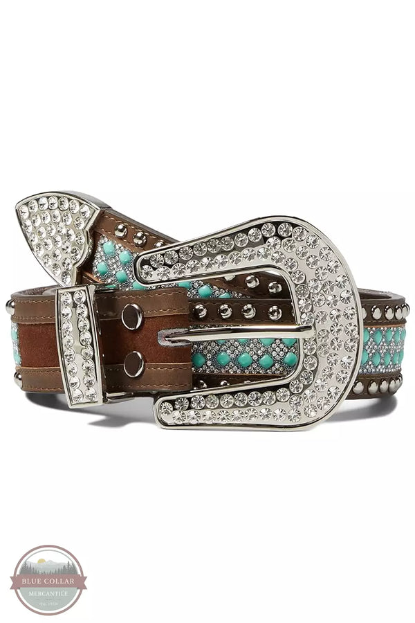 Angel Ranch D140002102 Turquoise & Clear Stones Belt Front View 2