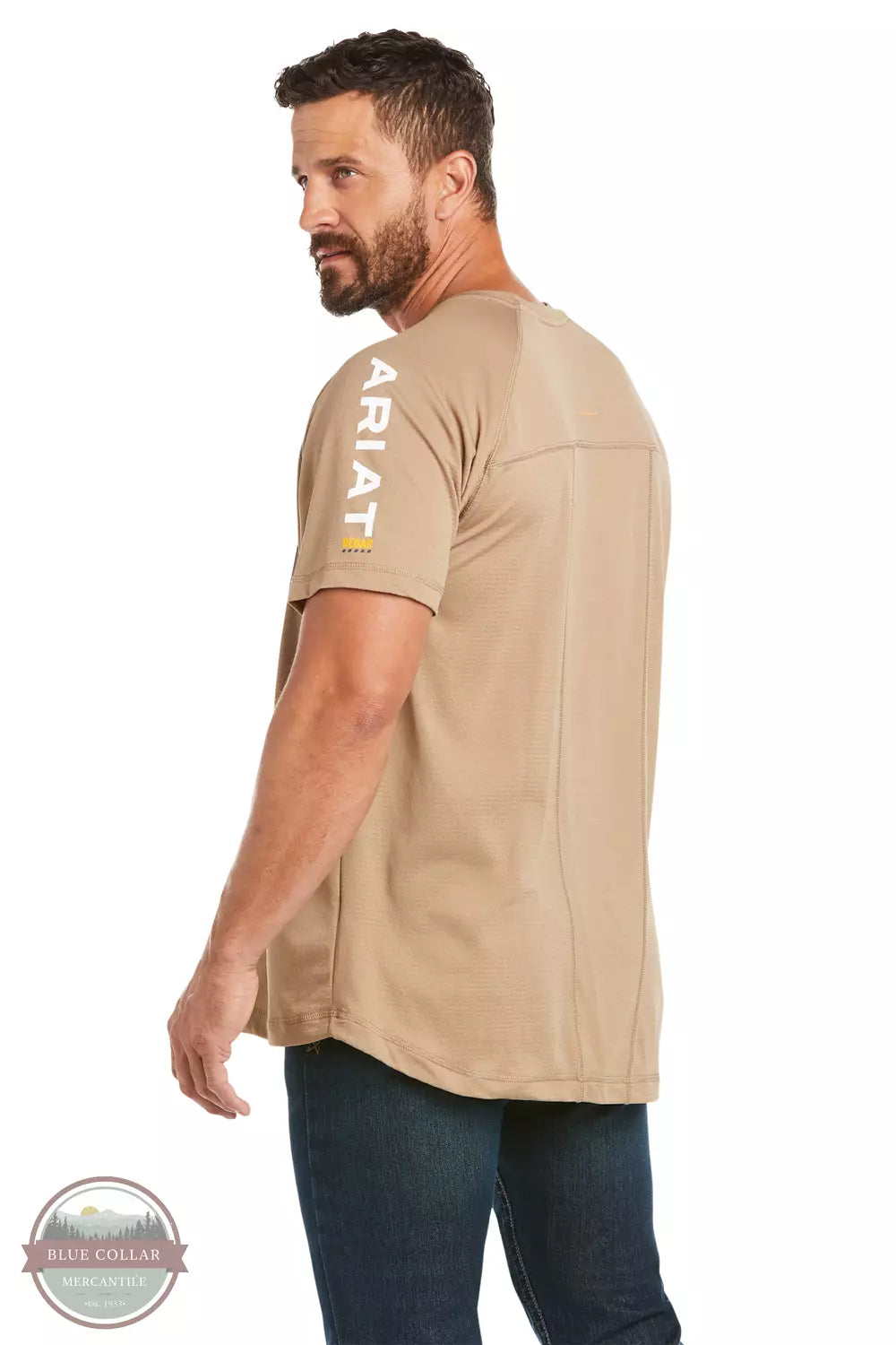Ariat 10031036 Rebar Heat Fighter Short Sleeve T-Shirt in Khaki Side View