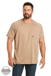 Ariat 10031036 Rebar Heat Fighter Short Sleeve T-Shirt in Khaki Front View
