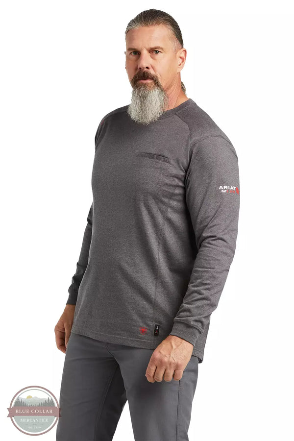 Ariat 10039429 Flame Resistant Air Life on the Line Graphic Long Sleeve T-Shirt in Charcoal Heather Front View