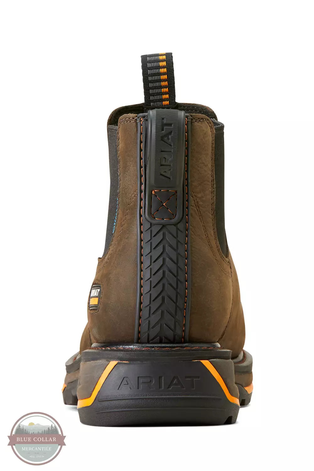Ariat 10042544 Big Rig Chelsea Waterproof Composite Toe Work Boots in Iron Coffee Heel View