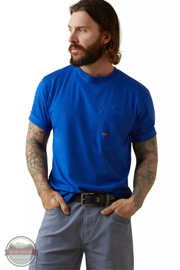 Ariat 10043560 Rebar Workman Logo T-Shirt in Royal Blue Front View