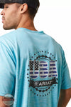 Ariat 10044960 Charger Seal Short Sleeve T-Shirt in Blue Atoll  Detail View