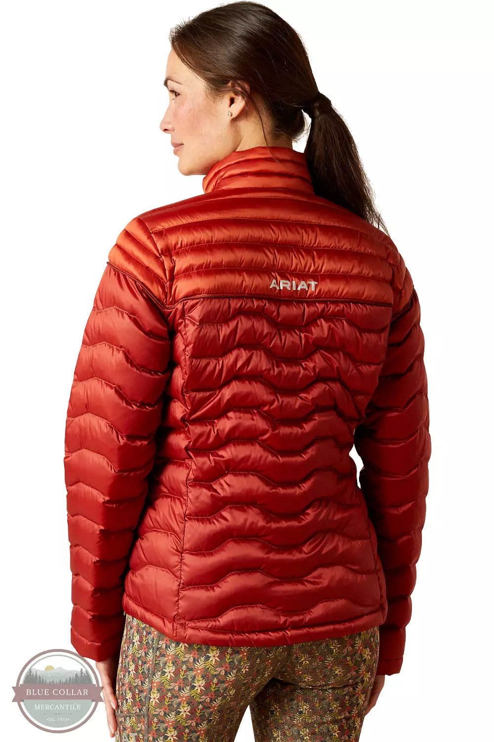 Ariat 10046180 Ideal Down Jacket in Iridescent Red Ochre Back View