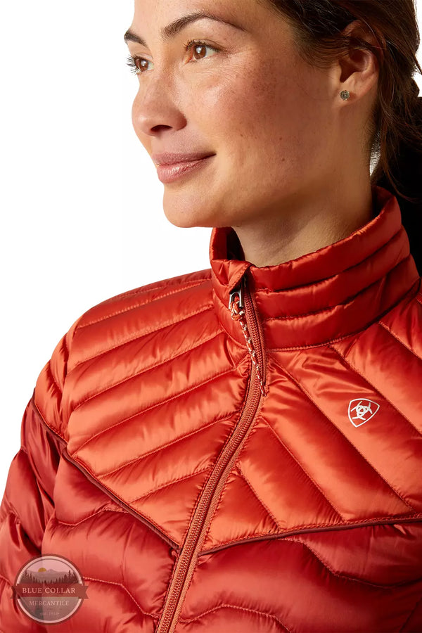 Ariat 10046180 Ideal Down Jacket in Iridescent Red Ochre Detail View