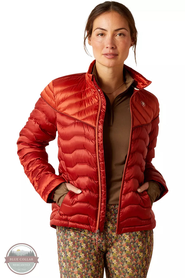 Ariat 10046180 Ideal Down Jacket in Iridescent Red Ochre Front View