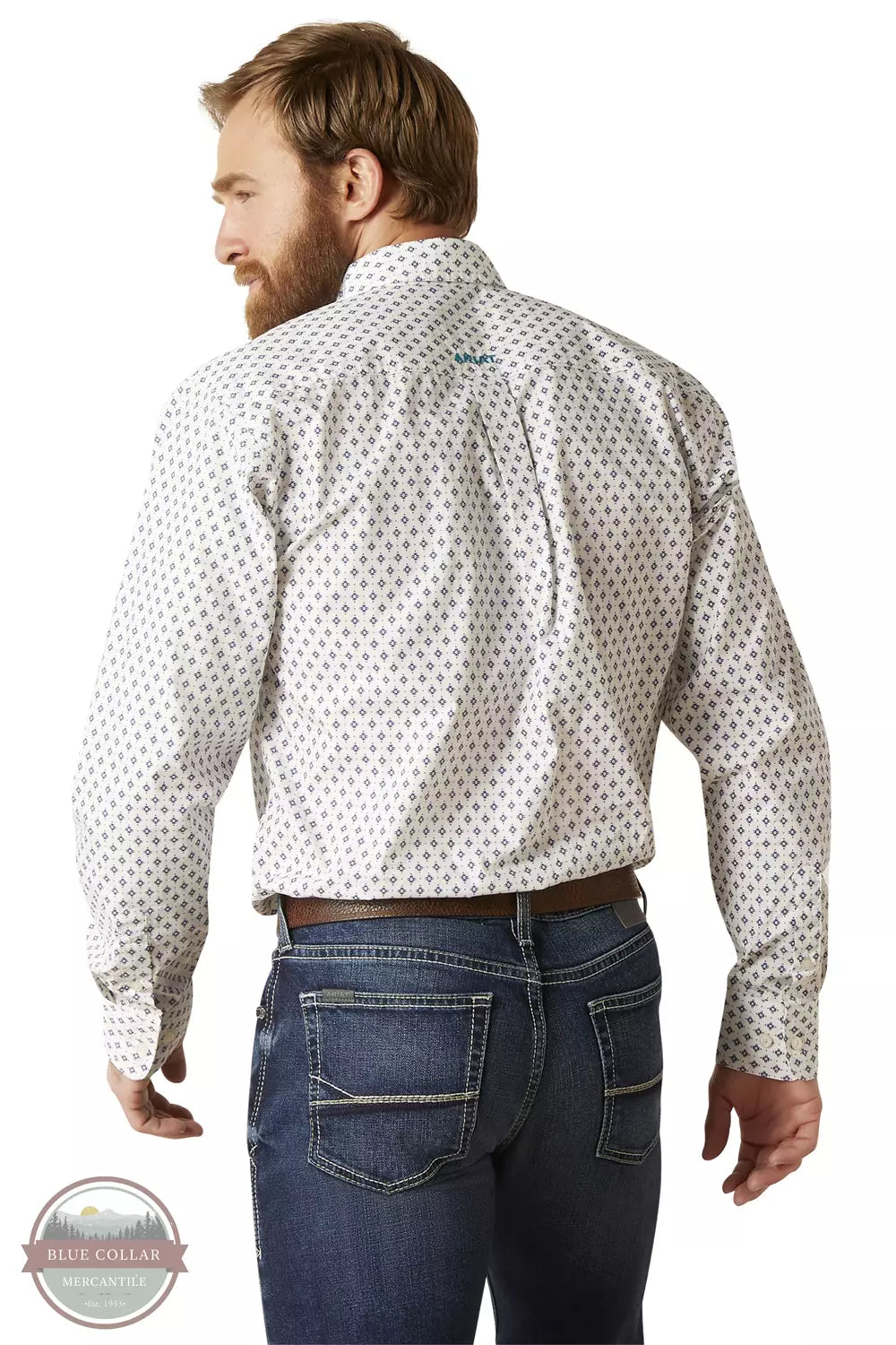 Ariat 10046195 Boone Fitted Long Sleeve Shirt in White Back View