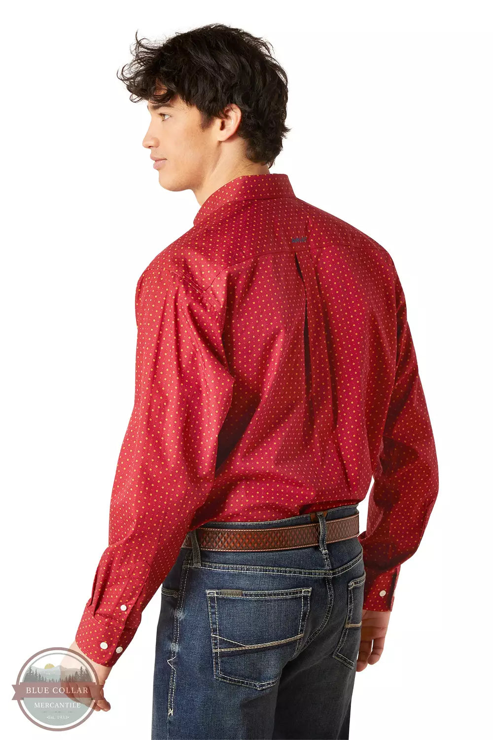 Ariat 10046203 Wrinkle Free Kaisen Classic Fit Long Sleeve Shirt in Biking Red Back View